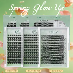 YOULUCK Short Lash Clusters Kit - Soft Fluffy Long-Lasting Lashes with Glue Remover & Tweezer for Beginners Easy At-Home Application Eyelash Set