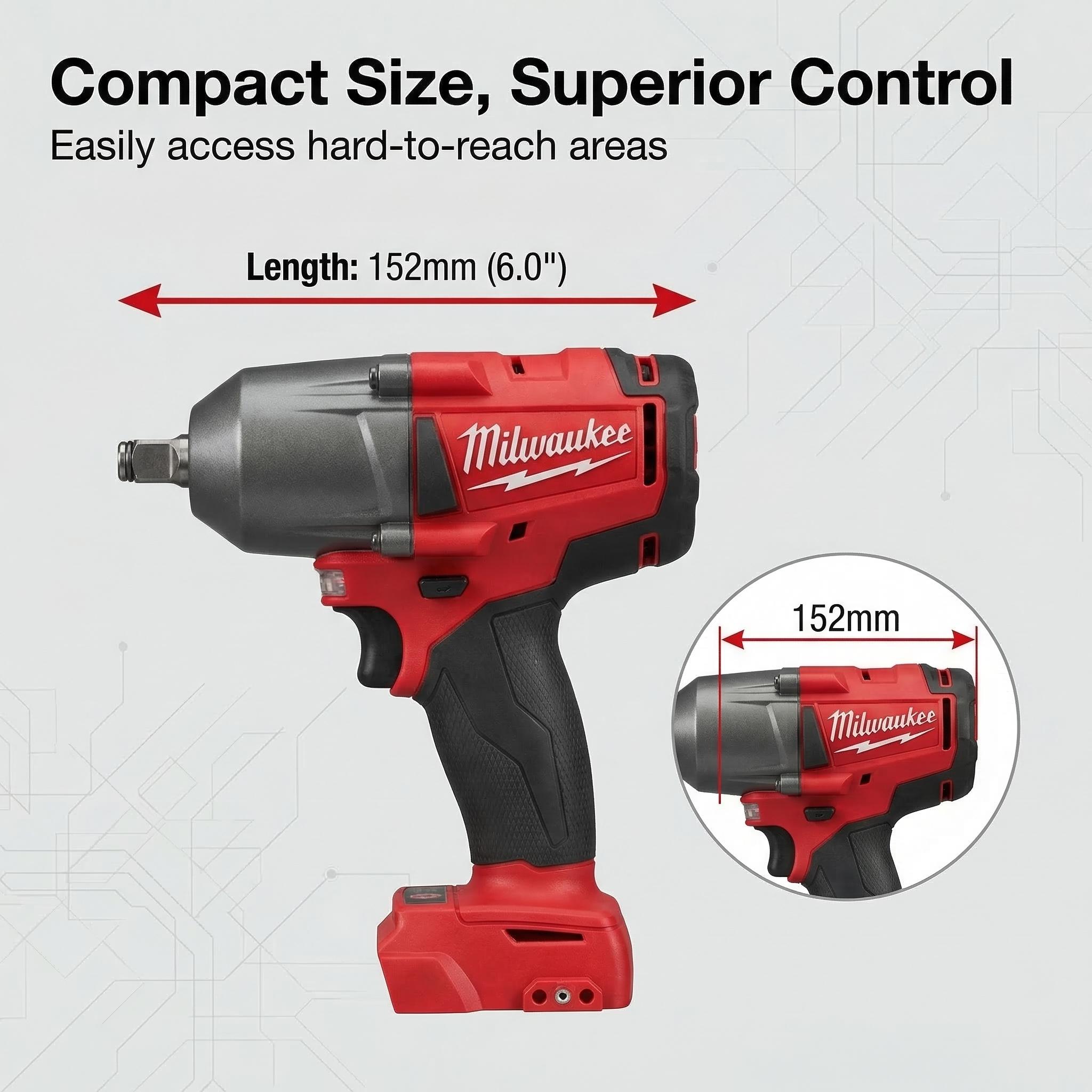 Milwaukee M18 FMTIWF12 18V 1/2 Inch Impact Wrench for Automotive Repair with 900Nm Torque