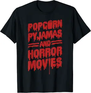 Scary Horror Movie Popcorn Pajamas And Horror Movies T-Shirt - Dirkschm Shop 94B09DBLB58F