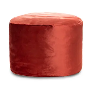 Gouchee Home Eclipse Velvet Pouf 24"Dia x 16"H - Modern Red Round Design with Microbeads for Comfort & Style