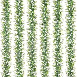 6 Pack Artificial Eucalyptus Garland, 5.9Ft/pcs Faux Eucalyptus Vines Greenery Garland Fake Eucalyptus Plant Wedding Backdrop Arch Wall Table Party Festival Decor, Grey Green