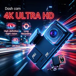 4K Dash Cam WiFi Car Camera with 3 Lenses 2160P Resolution F2.0 Starlight Night Vision Super Wide Angle Lens Motion Detection Parking Mode for Cars