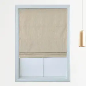 Roman Shades - Polyester Pueblo Roman Blind 100% Blackout Cordless No-Drill Energy Efficient Room Darkening Shades for Bedrooms Kitchens Living Rooms