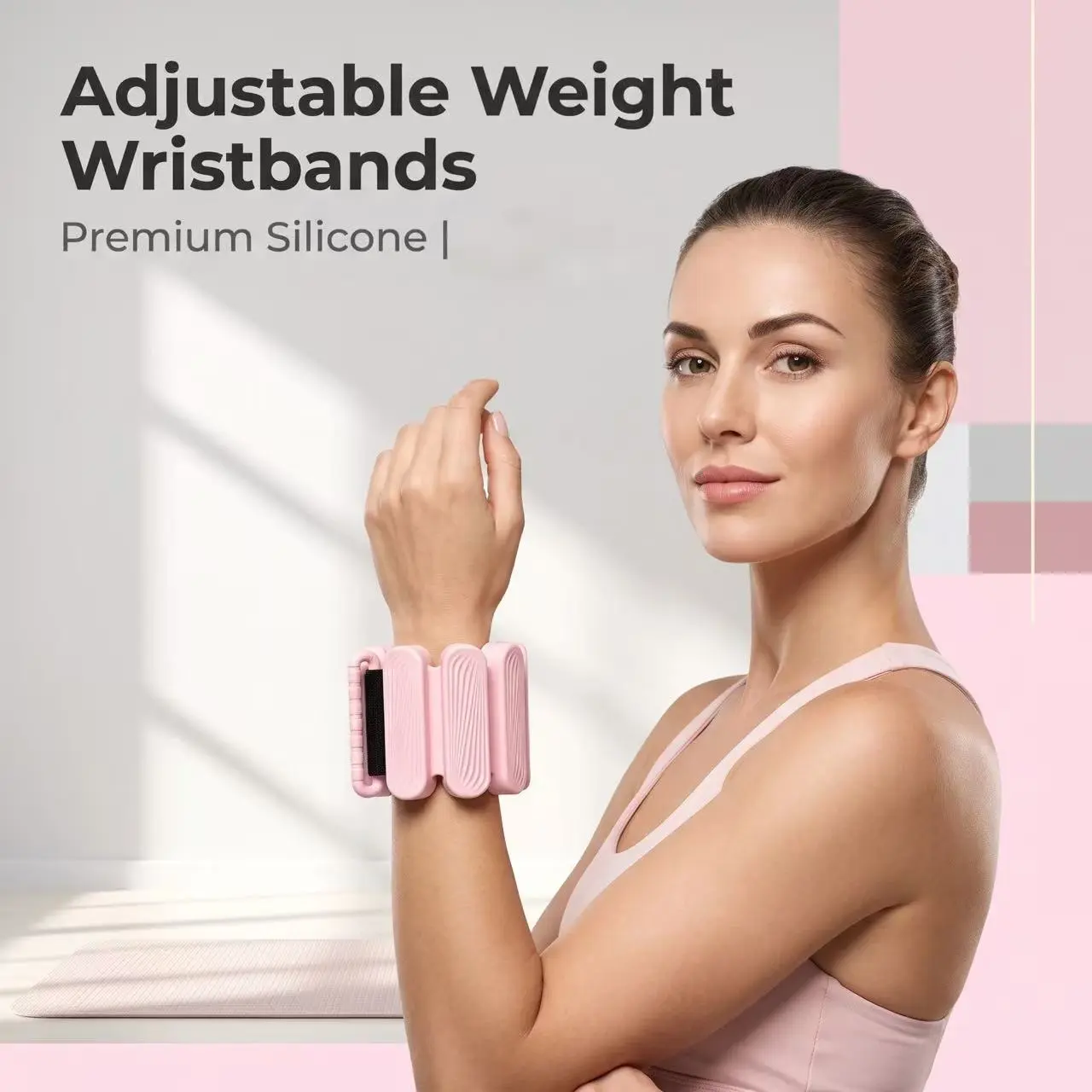 Adjustable Silicone Weight Wristbands Ankle Weights Set, Wearable Hand Leg Weights for Yoga Running Walking Workout Office Fitness, Adjustable Strap Steel Core Weighted Bracelets for Women