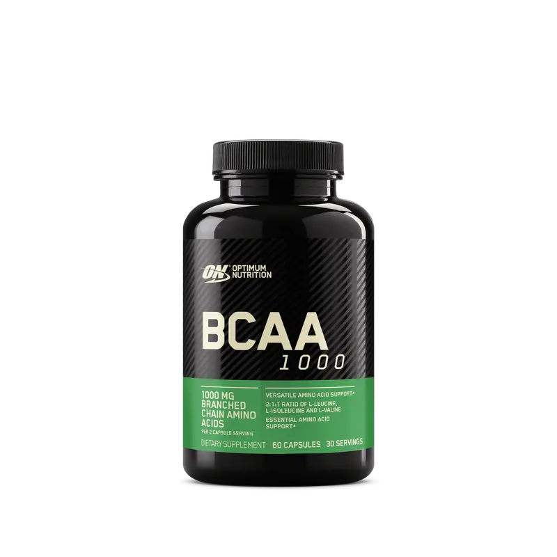 Optimum Nutrition BCAA 1000mg Dietary Gym Supplement - 200 Capsules, 2-Cap Serving, Gluten-Free, Isoleucine-Infused, Augments Amino Acids, Selfcare Support, Protein Synthesis Boost, Stack Compatible, Retail Packaged