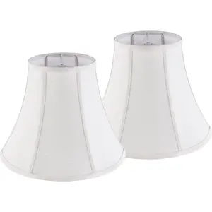 Creme White Bell Lamp Shades Set of 2 Medium 6.7"Top x 13"Bottom x 10"High(Spider) Traditional Lampshade Replacement for Table & Bedside Lamp