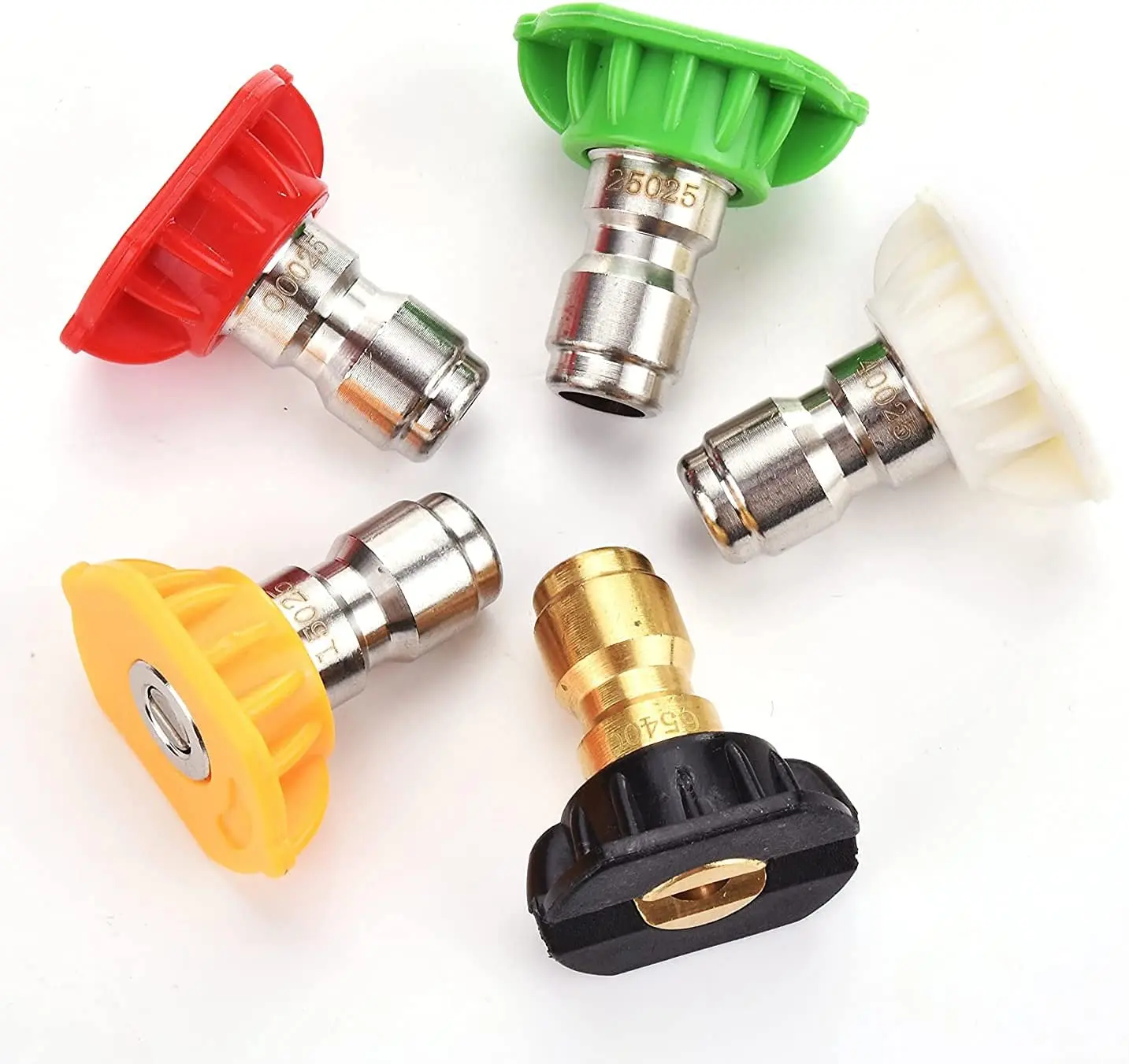 (5-Pack) Pressure Washer Tips Power Washer Soap Nozzle Tips Multiple Degrees Kit 1/4 Quick Connect Design Up to 4,500 PSI 2.5 GPM
