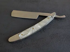 OG Vintage Shaving Straight Razor Chrome Mirror Finish Pearl Handle Sharp Barber