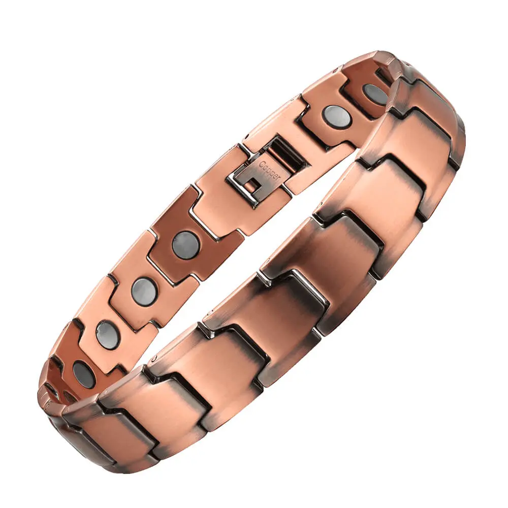 Retro Pure Copper Cuff Bracelet for Male and Female, Magnetic Adjustable Cuff with 16 Magnets, Gift Boxed, 22.5cm Dimensions, Wedding Wear, Elegant Unisex, Magnetic Cuff
