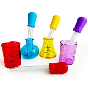 Science Lab Measuring Set, Science Experiment Kit, 1 Set Colorful Mini Beakers & Droppers, DIY Learning Scientific Tools, Sensory Color Learning Toys