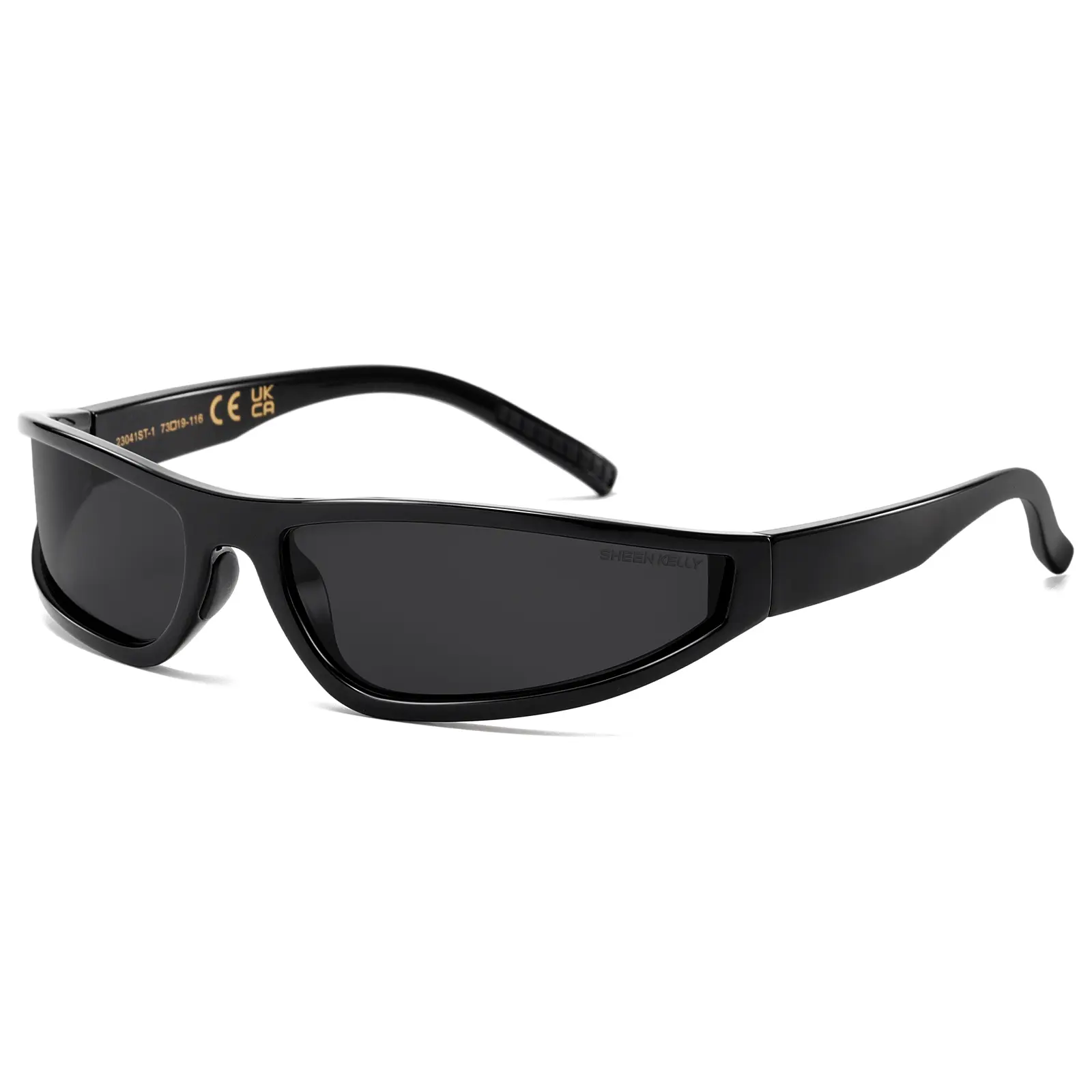SHEEN KELLY Wrap Around Sunglasses for Men Women Y2K Sungalsses Gangster Style Polarized  Futuristic Glasses，Black Sunglasses
