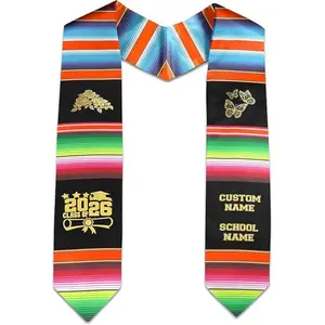 Custom Mexican Graduation Stole Class of 2026 – Personalized Global Flag Sash for High School or College Graduates