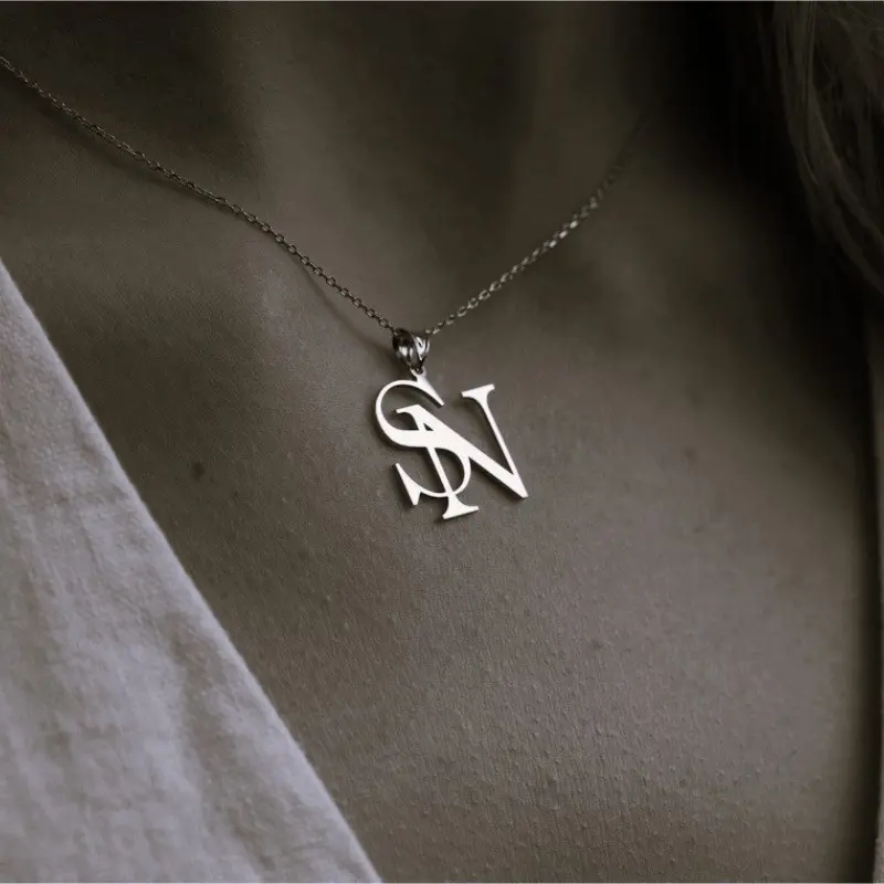 AS184 Custom Interlocking Initial Necklace, Combined initials Gold Couple Monogram Pendant, Personalized His and Hers Letter Jewelry, Anniversary Gift for Girlfriend, Valentine's Day Present Customized Two Initials Necklace Gold Rope Chain AS184 Custom Interlocking Initial Necklace, Combined initials Gold Couple Monogram Pendant, Personalized His and Hers Letter Jewelry, Anniversary Gift for Girlfriend, Valentine's Day Present Customized Two Initials Necklace Gold Rope Chain