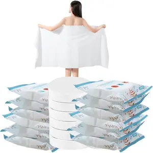 12 Packs Large Compressed Towel 56'' x 28'' Disposable Cotton Bath Towels Portable Thick Paper Towel  Suitable for Hiking Camping Beach Swimming and Traveling (12)