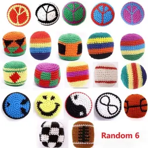 Random 6/12 Pack Handmade Knitted Kick Balls, 2026 Upgrade Adult Mixed Hooked Kick Balls, Beginner Juggling Ball, Multicolor Geometric Pattern, Ready to Use
