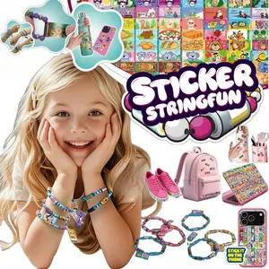 Wearable sticker DIY bracelet set, mini sticker beads, sticker book, bracelet string, DIY accessories, Adhesive stickers, with peel-and-stick stickers for cups, pens, phone cases, marking purposes, it's a gift for holidays
