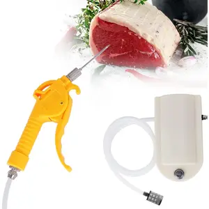 Meat Injector Gun Pump with Hose, 50W Marinade Injector Syringe Kit for BBQ, Turkey Pork Beef, 10 Stainless Needles for Home & Grilling