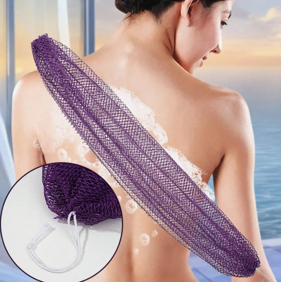 African Exfoliating Net Body Scrubber for Full Body Cleansing, Long and Stretchable Nylon Mesh Bath Sponge, Quick-Drying Beauty Tool for Adults, Mesh African Exfoliating, Beauty Products, Body Wash Sponge, Radiant Skin