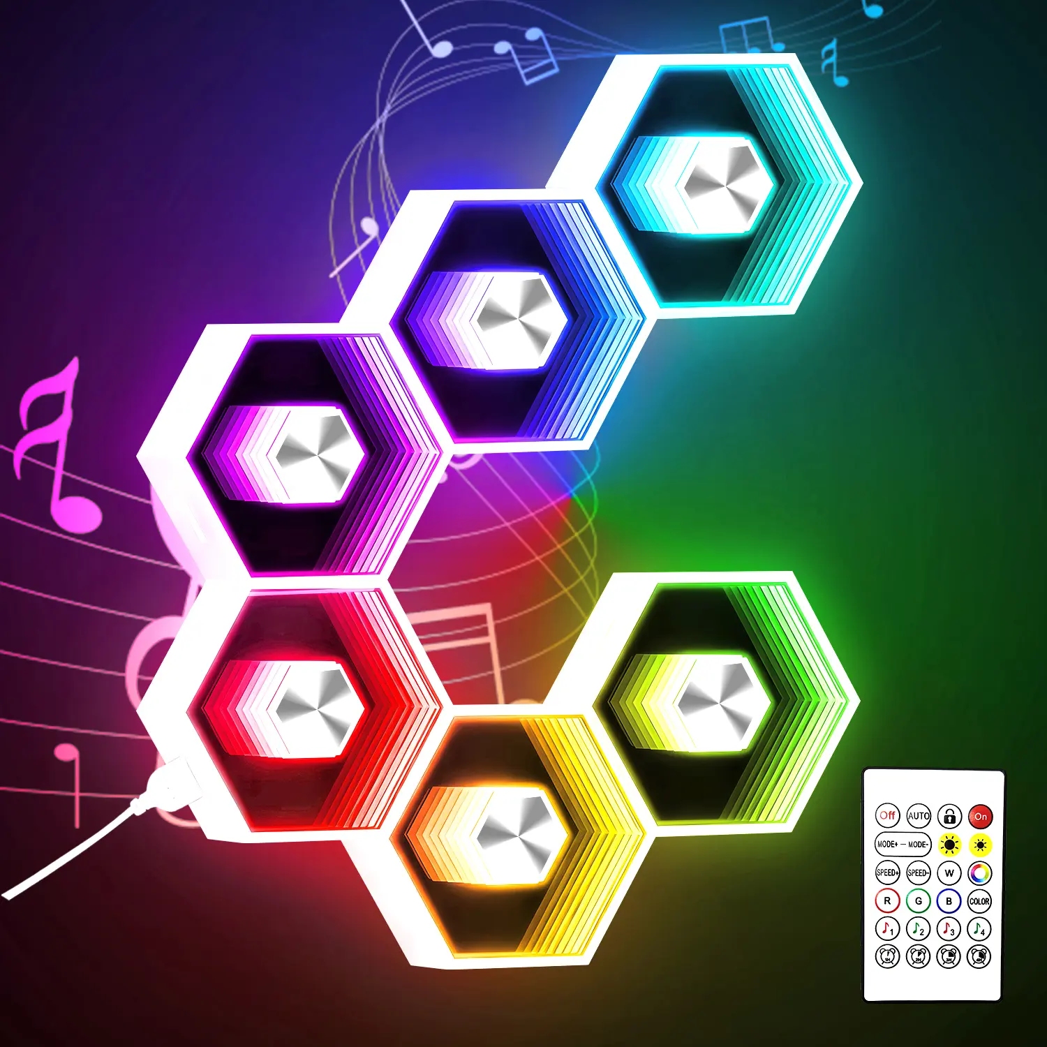 SEGRASS Hexagon LED Lights - Smart APP RGB Gaming Lamp with Remote Control, Artistic Color-Tunable Deformable Glowing High-Tech Mood Lights, Music-Sync Dimmable Customizable Room Decor for Bedroom Gaming Accessories, Artistic Mood Lights