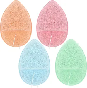 4 Pack Facial Cleansing Sponges – Gentle Exfoliating & Reusable Face Scrubber Pads, Bath Puff Gloves for Washing Face, Makeup Removal, Deep Pore Cleaning & Blackhead Removal