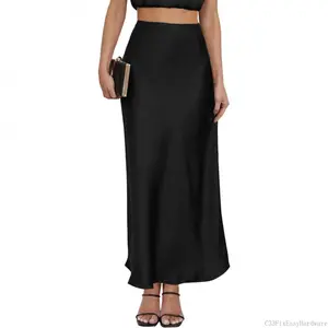 Women's Satin Maxi Skirt High Waisted Elastic Waistband Silk A-Line Casual Party Leopard Print Long Skirts for WomenC33FixEasyHardware