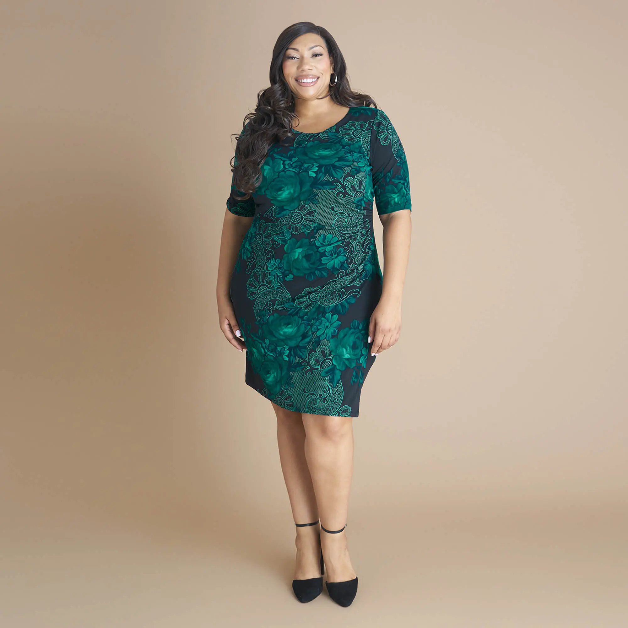 hunter green floral dress Louise Midi Dress in Hunter Green Floral S main image 1
