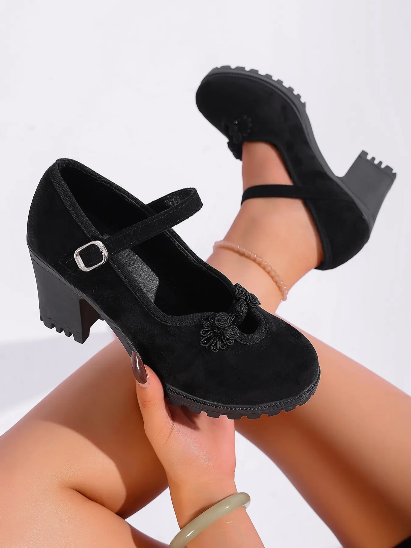 Women's Comfortable Round Toe High Heel Shoes, Vintage Style Chunky Pumps Size 36-43, Spring & Fall Fashion Single Sole Heeled Shoes, Heeled Footwear