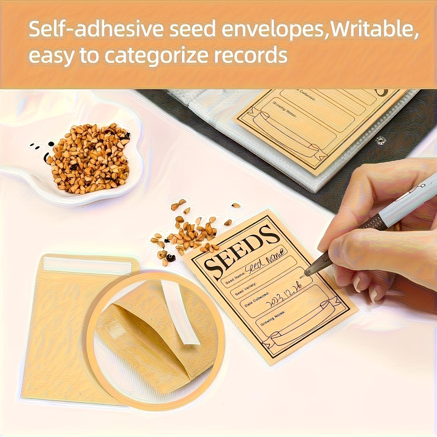 50 Pack Self-Sealing Seed Envelopes - Garden Seed Storage Organizer Binder, Seed Packet Organizer with Seed Saver Pouches for Flower Vegetable Seeds