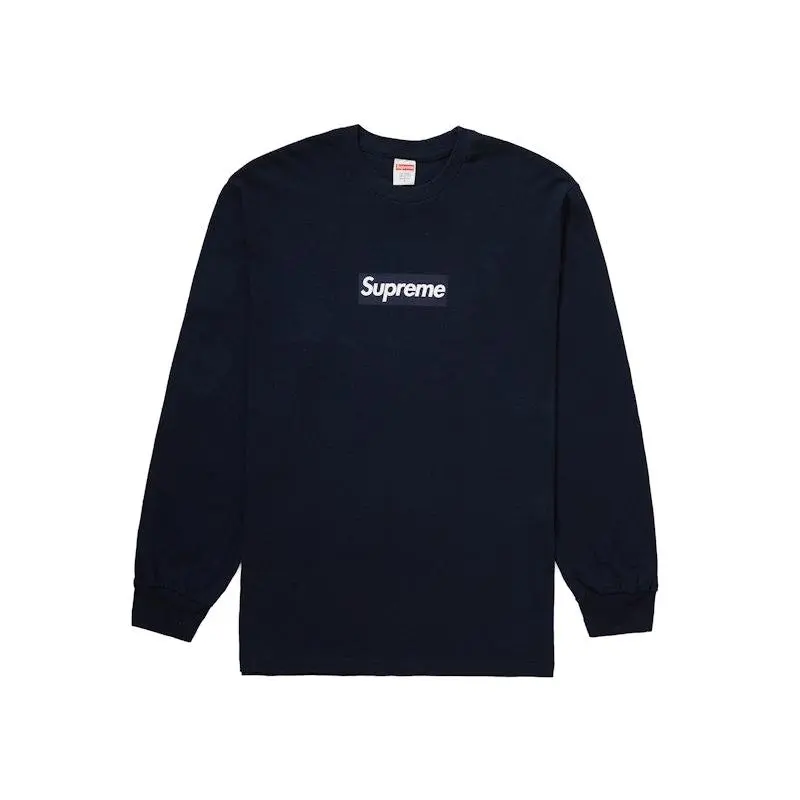 Supreme Men's Box Logo L/S Tee Navy, from StockX