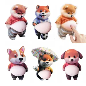 6Pcs Cute Dog 3D Dimensional Squishy Stickers,Silicone Puffy Big Belly Squeeze Toys for Multifunctional Stress Relief Accessories, Adhesive Anti-Collision Protector Pads Door Stopper,DIY Phone Case Decor Car Door & Wall Buffers,Fidget Gift for Adults Kids