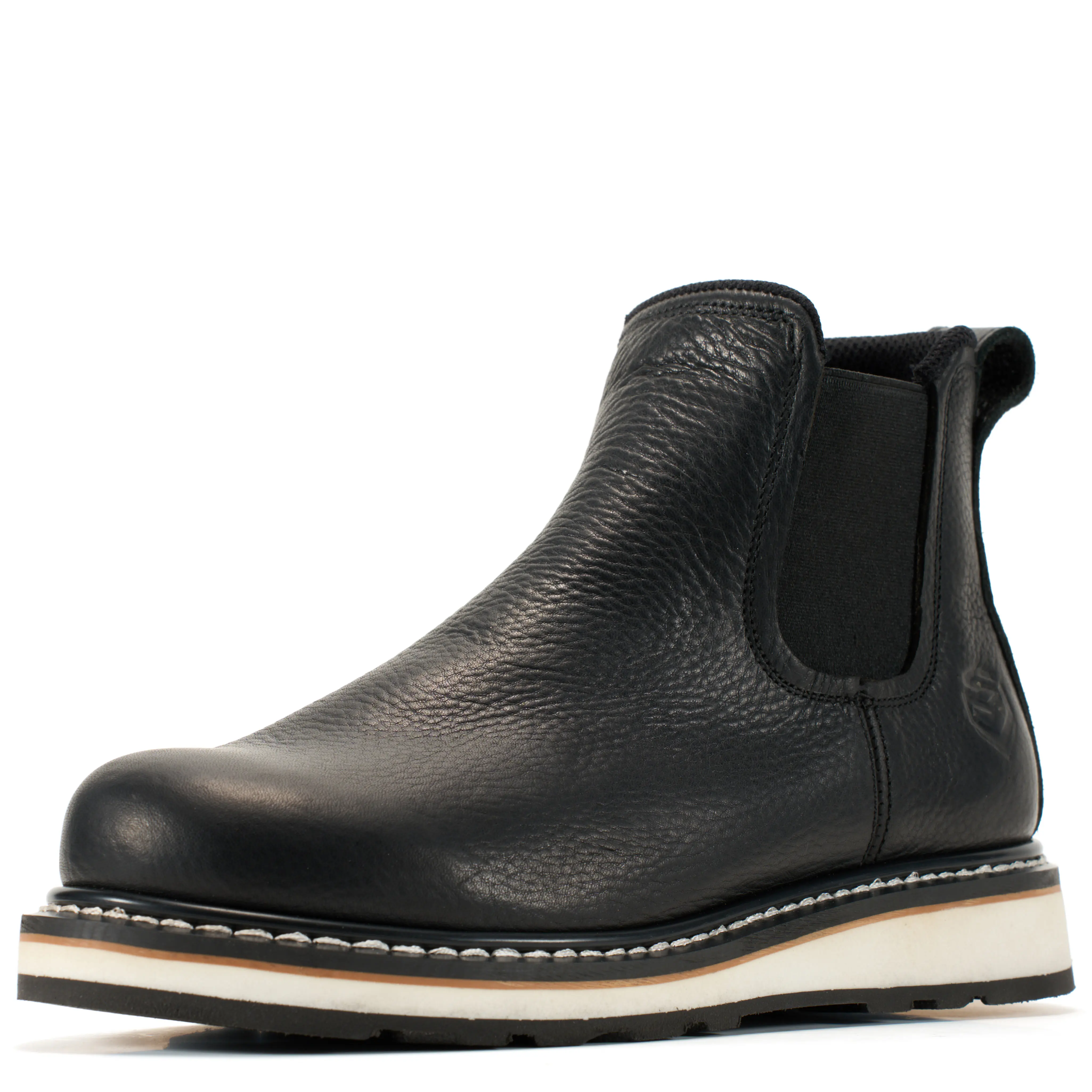 SUREWAY Men's Slip On Chlesea Work Boots for Men - Soft Toe,Lightweight Comfortable,Full Grain Leather,Slip-resistant Wedge Sole