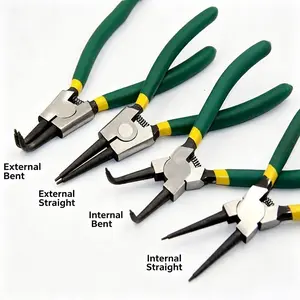 Spring Clamp Pliers Set — 4-Piece,4 PCS Snap Ring Pliers Set, Heavy Duty Circlip Pliers Kit 7 Inch for Snap Ring Removal tool Retaining Straight Bent Lock Ring Pliers Set with Storage Case