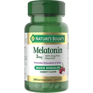 Nature's Bounty 3mg Melatonin Quick-Dissolve Tablets, Adult Sleep Aid Supplement, Cherry Flavor, 240 Count (Pack of 1), Tablet