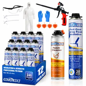 Spray Foam 240 Board ft/Sq.ft, Spray Foam Insulation Kit , Closed Cell WidePolyurethane DIY Spray Foam for Walls,Ceilings,Attics andGarage Doors Thermal & Soundproofing,Included Gun & Cleaner