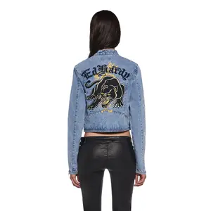 Dragon Panther Denim Moto Jacket