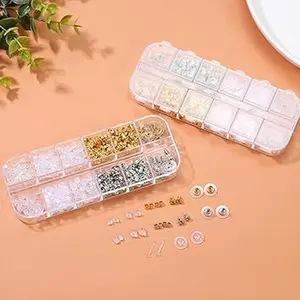12 Styles 600 Pcs Earring Backs for Studs, Clear Plastic Earrings Metal Rubber Silicone Earring Backs Bullet Clutch Stoppers Replacement Kits for Fish Hook Earring Studs Hoops