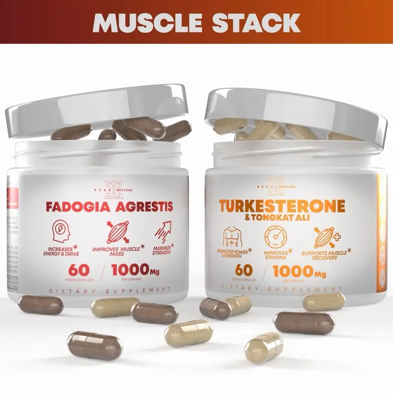 Muscle Stack – Testosterone Booster for Men - 2000mg Turkesterone, Tongkat Ali & Fadogia Agrestis – Strength, Stamina, Energy, Muscle Growth & Recovery Support – Men's T Booster Pills,  Pre WorkouLab Tested, 120 Capsules Protein Supplement Premium Protein