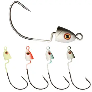 Bombrooster Swing Jig Head Swimbait Hooks – Weighted Weedless Design for Bass Fishing, Ideal for Freshwater and Saltwater Soft Bait Rigs