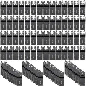 100-Piece Oscillating Saw Blades Kit With Quick Release Multitool Blades For Wood And Plastic, HCS High Carbon Steel, Compatible With Dewalt Dremel Fein Worx Bosch Makita Milwaukee, Includes Common Sizes For Renovation Projects