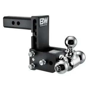 B&W Trailer Hitches Tow & Stow Adjustable Trailer Hitch Ball Mount TS10048B Fits 2" Receiver Tri-Ball 1-7/8" x 2" x 2-5/16" 5" Drop 10,000 GTW