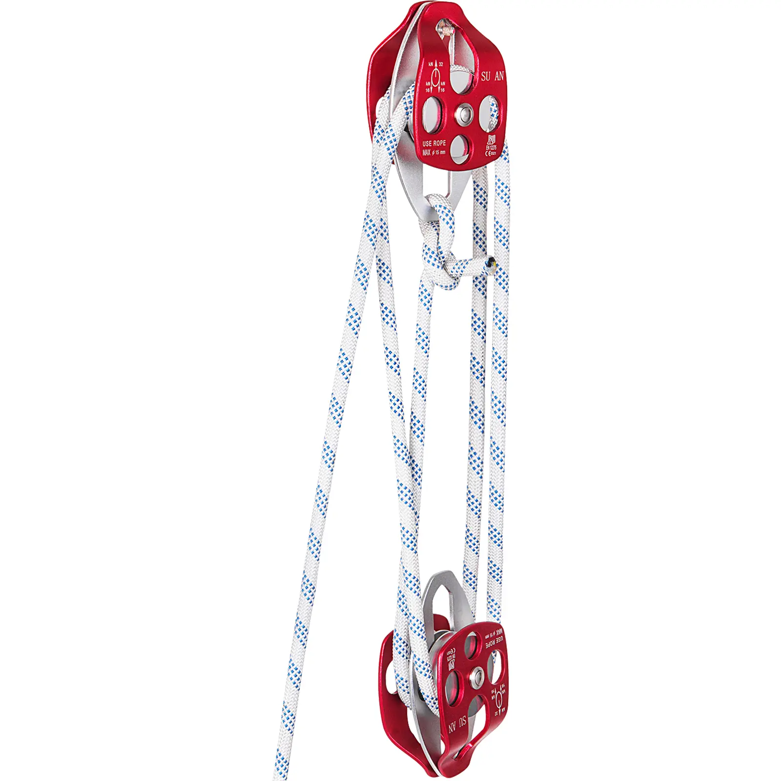 【Summerfinds】Twin Sheave Block and Tackle 7700LBS Pulley 150Ft 1/2Inch Double Braid Rope