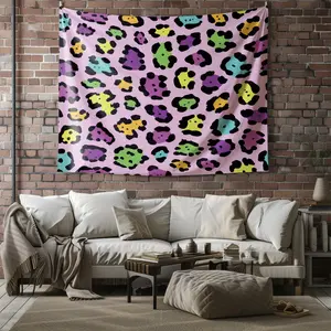 Leopard Print Tapestry, Wild Aesthetic Animal Print Wall Hanging, Vibrant Colorful Cheetah Tapestry for Bedroom Living Room Dorm, Home Wall Decor