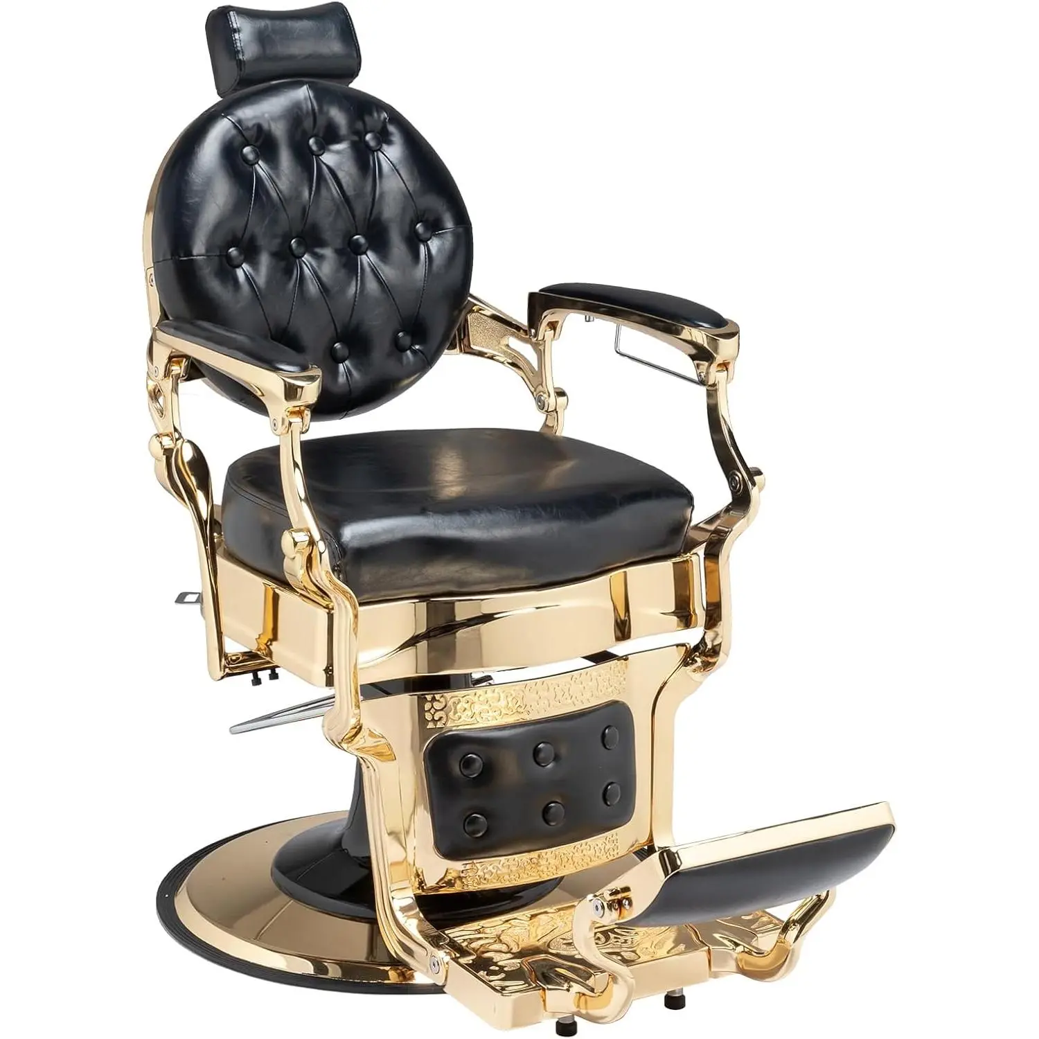 OmySalon Vintage Hydraulic Recline Barber Chair - Heavy-Duty Aluminium Alloy Frame, 700 lbs Capacity, All-Purpose Sit-Down Salon Furniture for Professional Barbershops