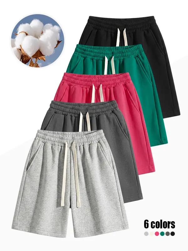 Women's Casual Sweat Shorts - Fleece Lined Soft Comfortable - Loose Fit Workout Lounge Shorts - Elastic Waist Drawstring Athletic Shorts with Pockets