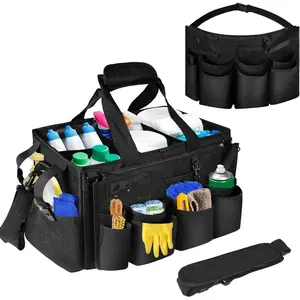Cleaning Tool Organizer Bag, Tool Pouch, 1 Count Cleaning Tool Storage Bag with Handle & Detachable Divide, Cleaning Tool Organizer for Cleaners & Housekeepers, Portable Tool Bag