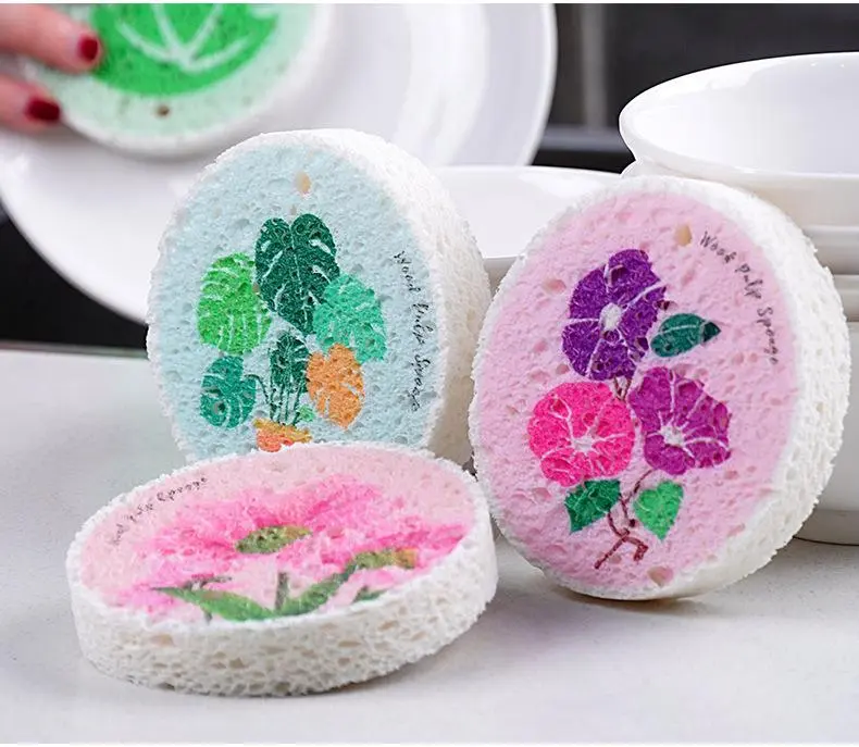 3PCS Eco-Friendly Wood Pulp Cellulose Scrubber Pads | Scratch-Free, Super Absorbent & Expandable Dish Sponges for Kitchen, Cookware, Sink & Bathroom Utensils