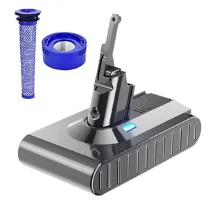 Upgraded 6000mAh 21.6V Designed for Dyson V8 Battery Replacement Compatible with Dyson V8 Animal Battery Replacement V8 Absolute V8 Motorhead V8 Fluffy SV10 Vacuum Cleaner with 2 Filters