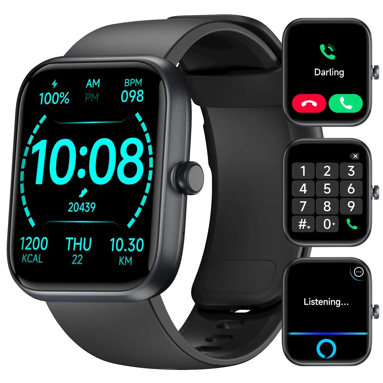 Women's Smart Watch with Alexa Voice Control, 1.8 Inch Screen, Bluetooth-compatible Call Compatibility, Heart Rate Monitor, Metal Strap, Waterproof Smartwatch