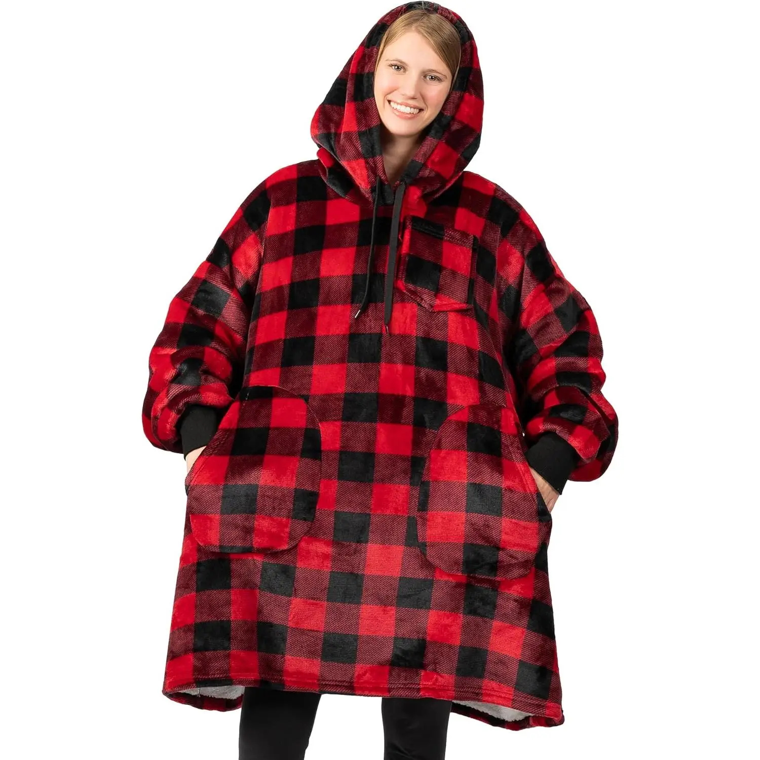 Blanket Hoodie for Women, Sherpa Wearable Blanket Men,  Sweatshirt Blanket, Fleece Hooded Blanket Sweater