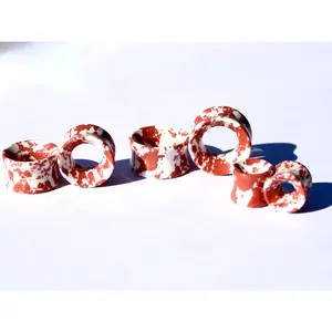 Red Splatter Halloween Tunnel Plugs – Spooky Red and White Eyelet Stone Gauges 6mm-20mm